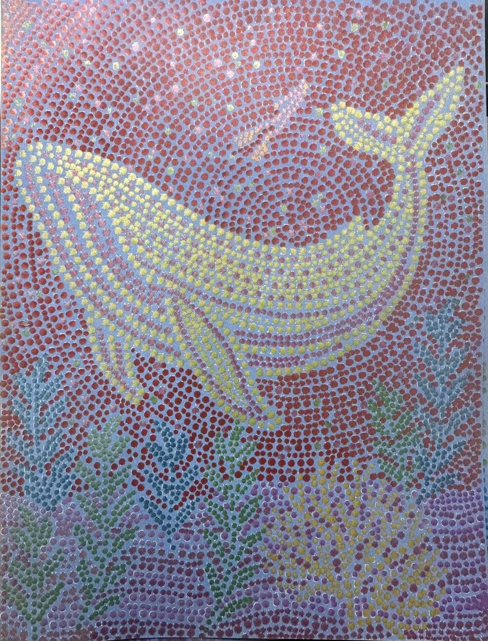 Under the sea Metallic Ink Whale Dot Art